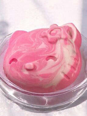 Cherry blossom pink and white soap handmade with goat milk & coconut oil 3x2 inc
